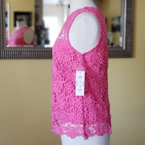 Nanette Lepore Floral Lace Sleeveless Lined Top Size Small Pink - Picture 2 of 9